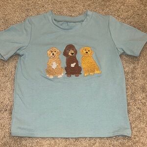 Blue T-Shirt with Embroidered Golden Doodle dog